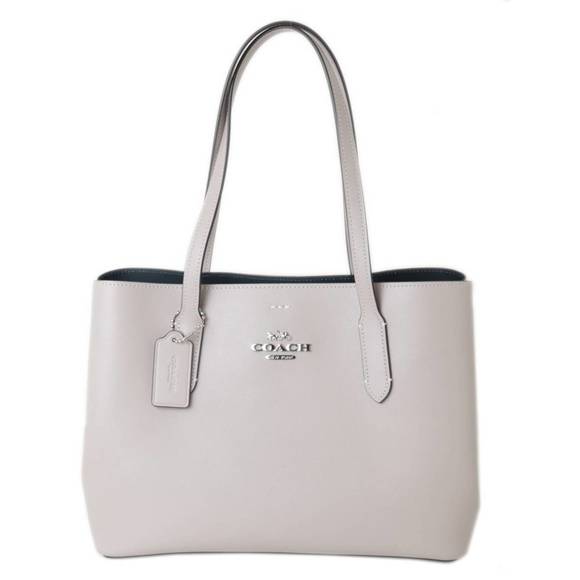 COACH 2way double face leather carryall tote bag shoulder light clover x saddle - Picture 2 of 10